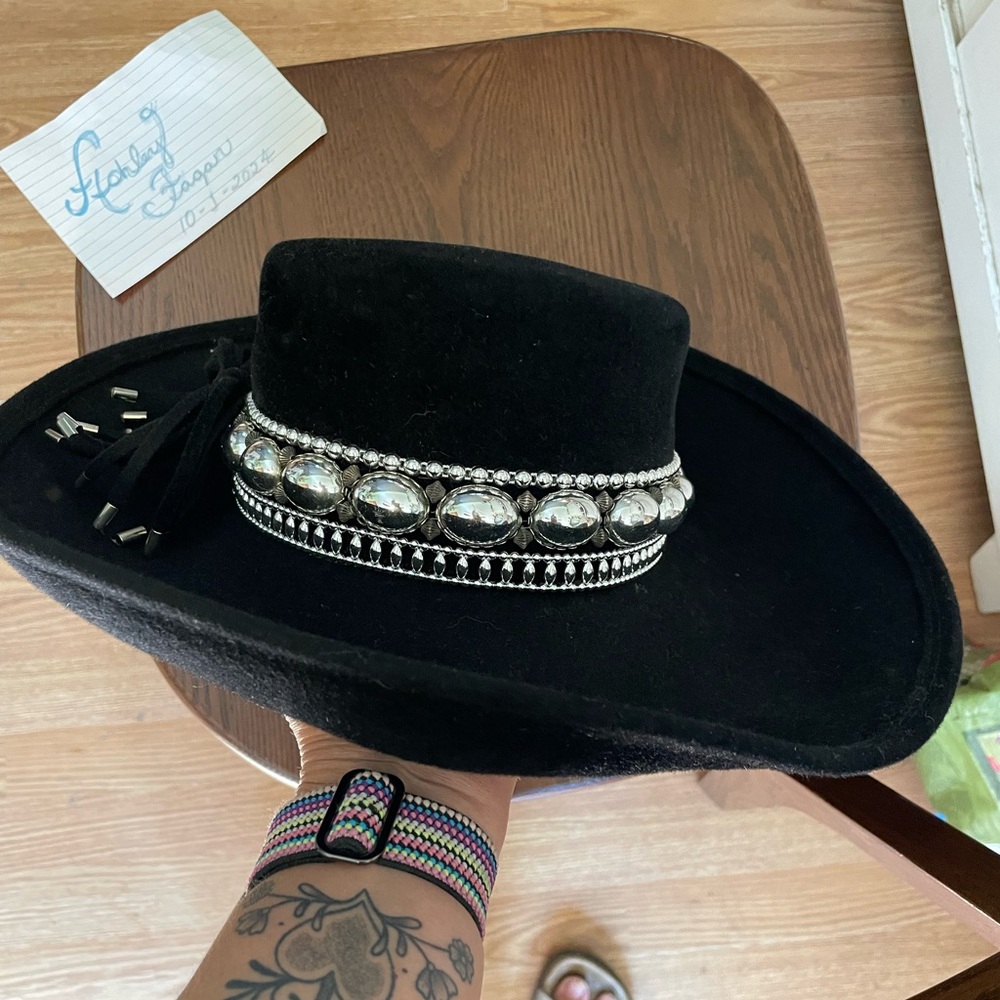 Black and Silver Western Hat with Decorative Band